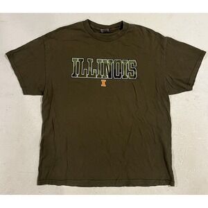 Vintage Illinois Fighting Illini Shirt Mens XL Camo Green Football Athletic‎